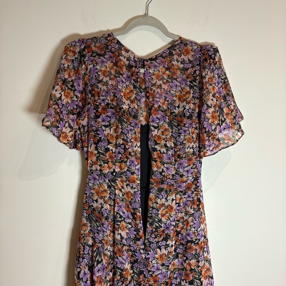 ASTR the Label Mirella Dress Orange Purple Floral Size Medium - Picture 7 of 10